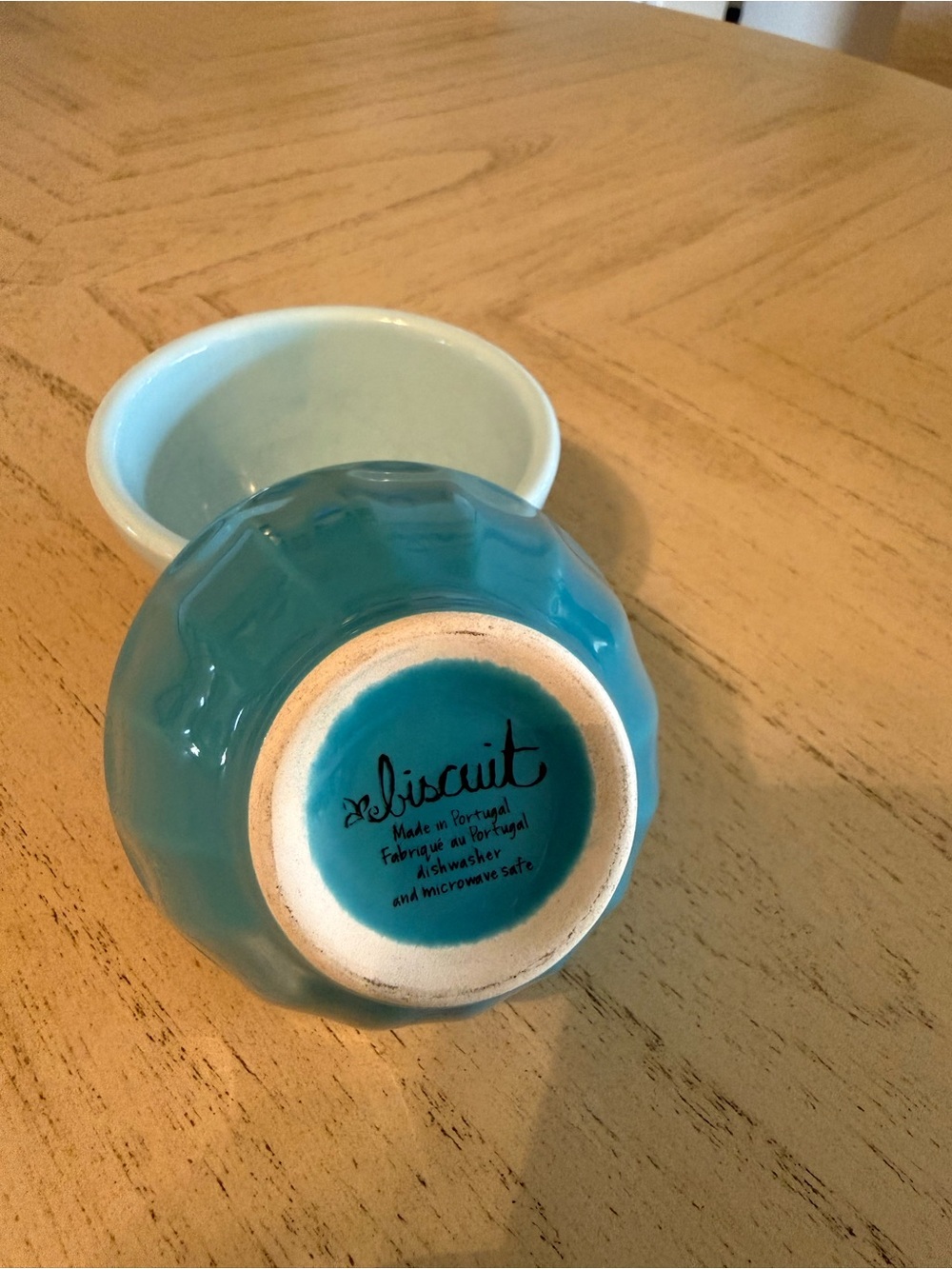 Anthropologie Biscuit 3 1/2" Latte Bowls Turquoise & blue set of 2